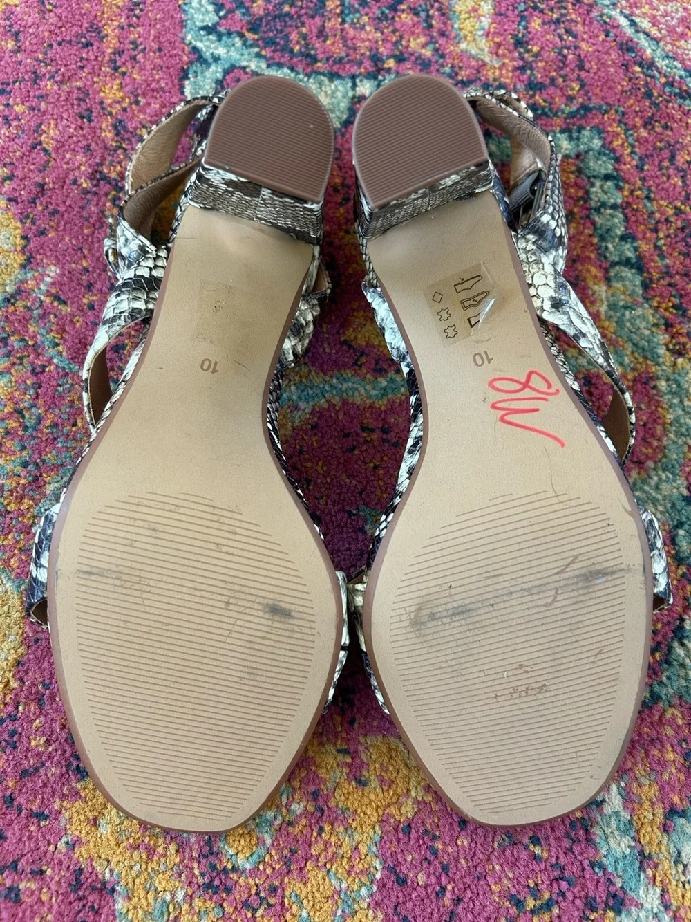 Madewell | Women’s Black/Cream Leather Faux Snake-Print The Liv Block Heel Sz 10 - Picture 14 of 16